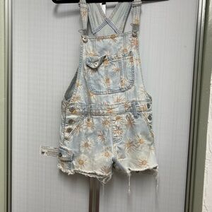 Floral Denim Overalls